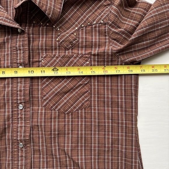 Vintage 90s Cruel Girl Punk Western Plaid Grunge Button Down Brown Long Sleeve S - Picture 4 of 9